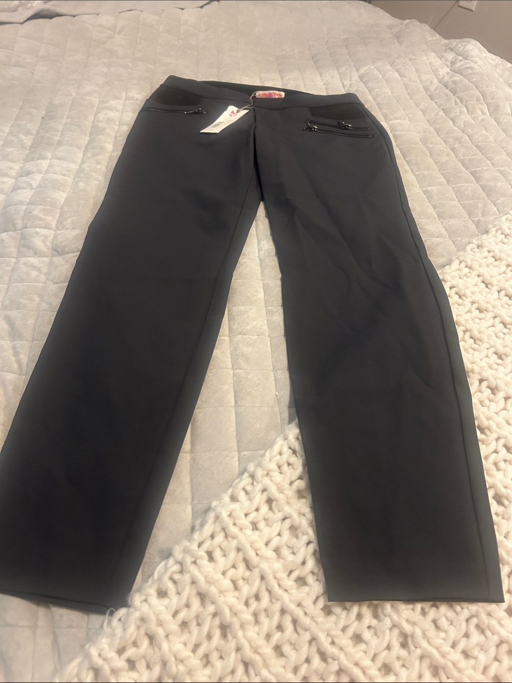 Rebecca Taylor charcoal Straight-Leg Pants with Zip Pocket Details